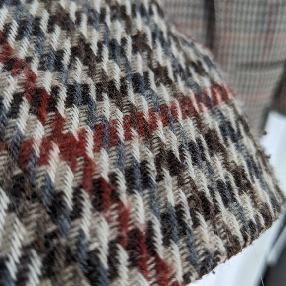 Vintage Harrinbone Houndstooth brown blazer jacket large @A9 - Picture 10 of 12